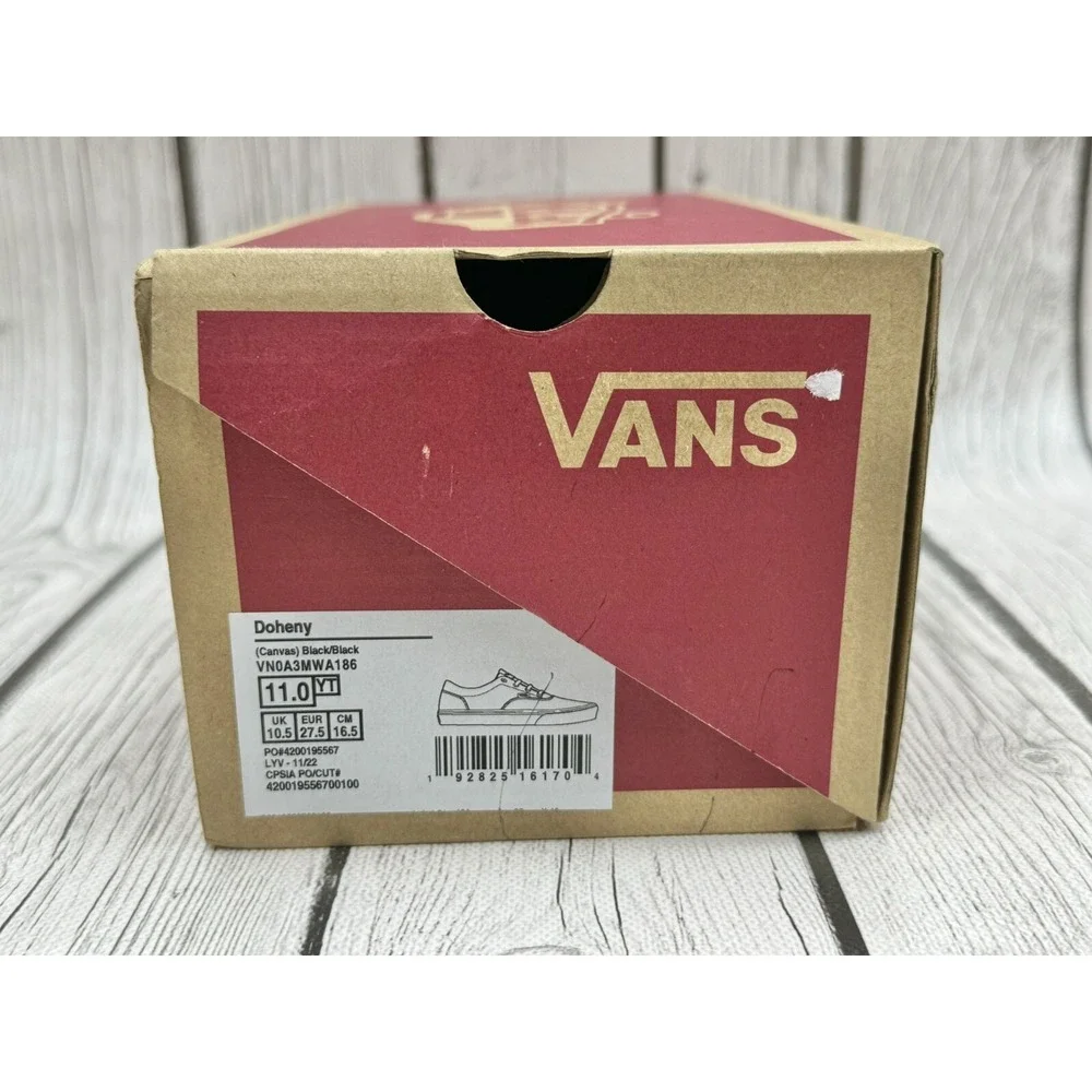 Vans Doheny Triple Black Skate‎ Shoes Youth Size 11YT VN0A3MWA186 New